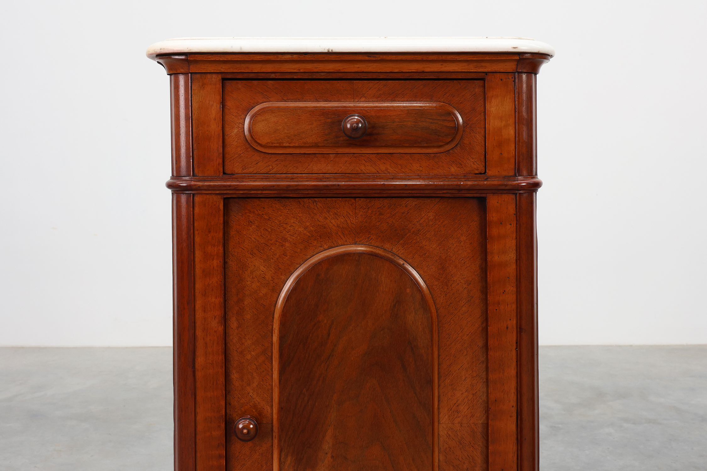 Pair Louis XV nightstands with Carrara marble top, France ca. 1890thumbnail